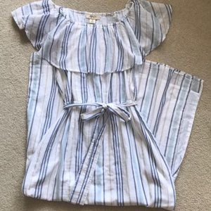 cute striped maxi dress | can be off the shoulder